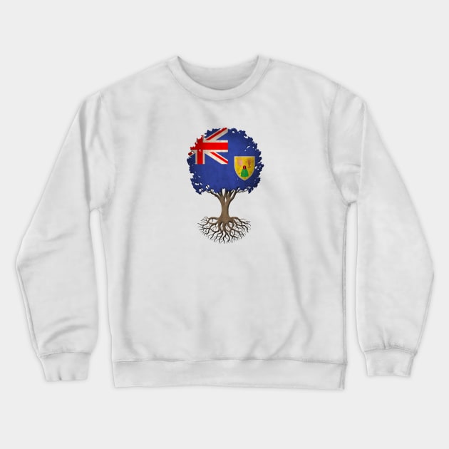 Tree of Life with Turks and Caicos Flag Crewneck Sweatshirt by jeffbartels